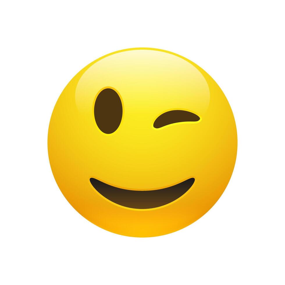 Emoji yellow winking face vector