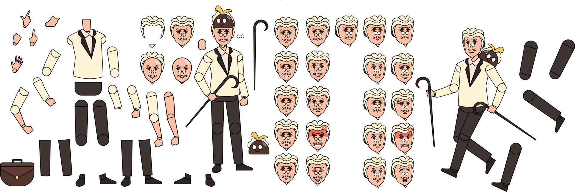 Oldman Full custom body puppet animation with slime vector