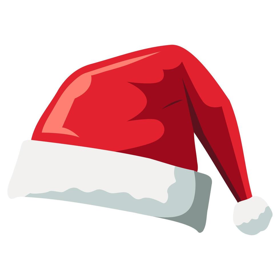 Realistic Santa hat, holiday cap to xmas illustration. New Year red hat. vector