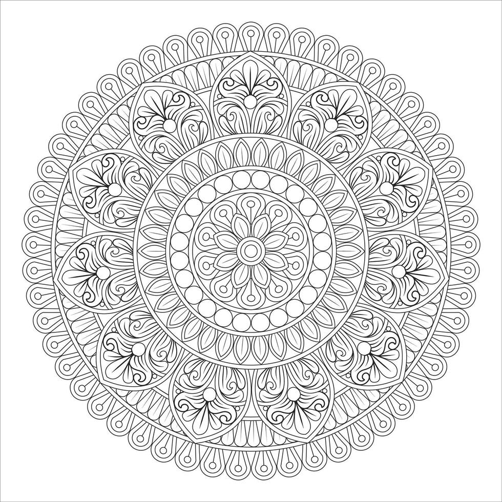 Outline Mandala for Coloring Book Page. Oriental Mandala . Mandala Coloring book line art illustration. abstract mandala pattern. Mandala Style Pattern vector