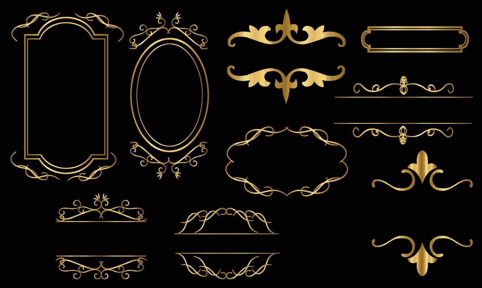 Golden Frames and Ornaments Template vector