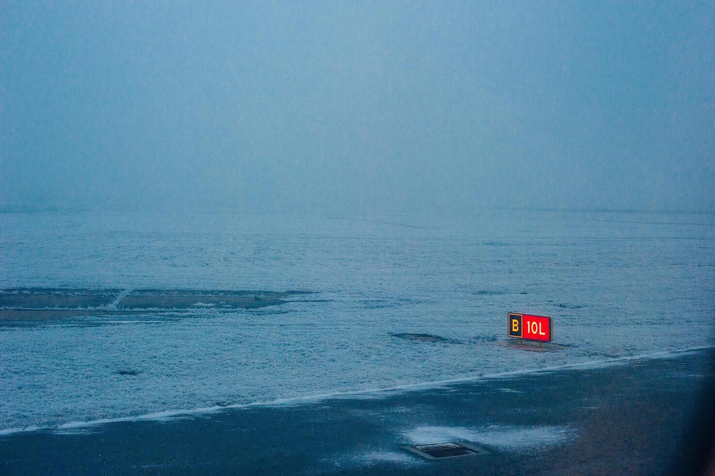 the runway is covered with snow in russia photo