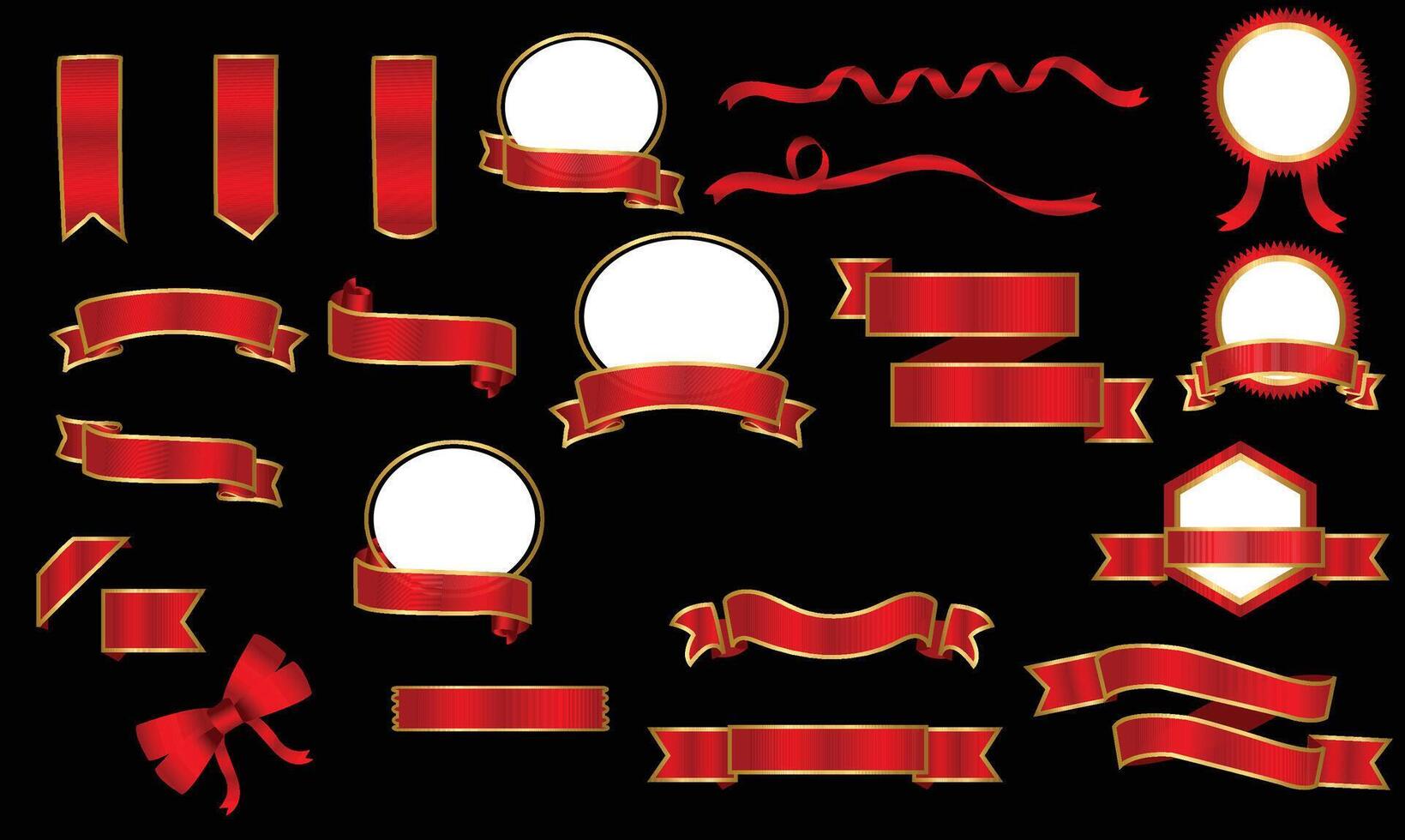 red and gold ribbons and bows on black background vector