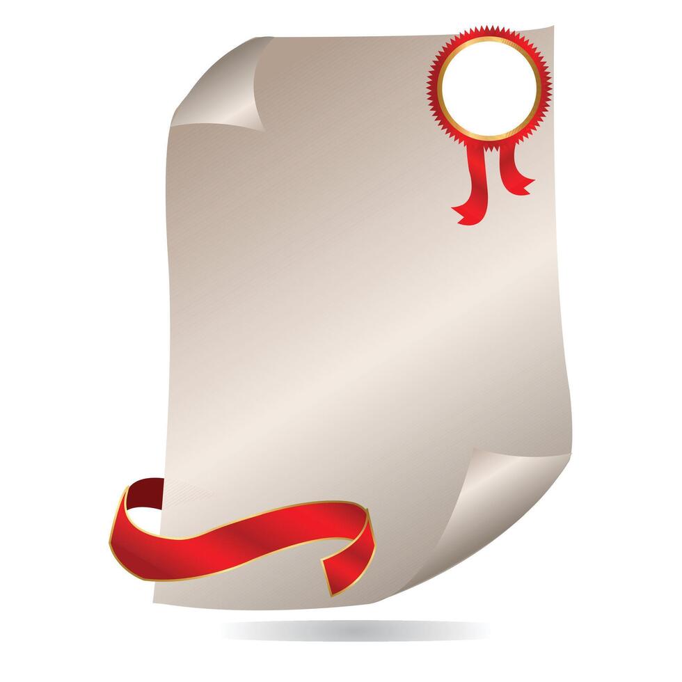 blank certificate or poster template with red ribbon mockup vector