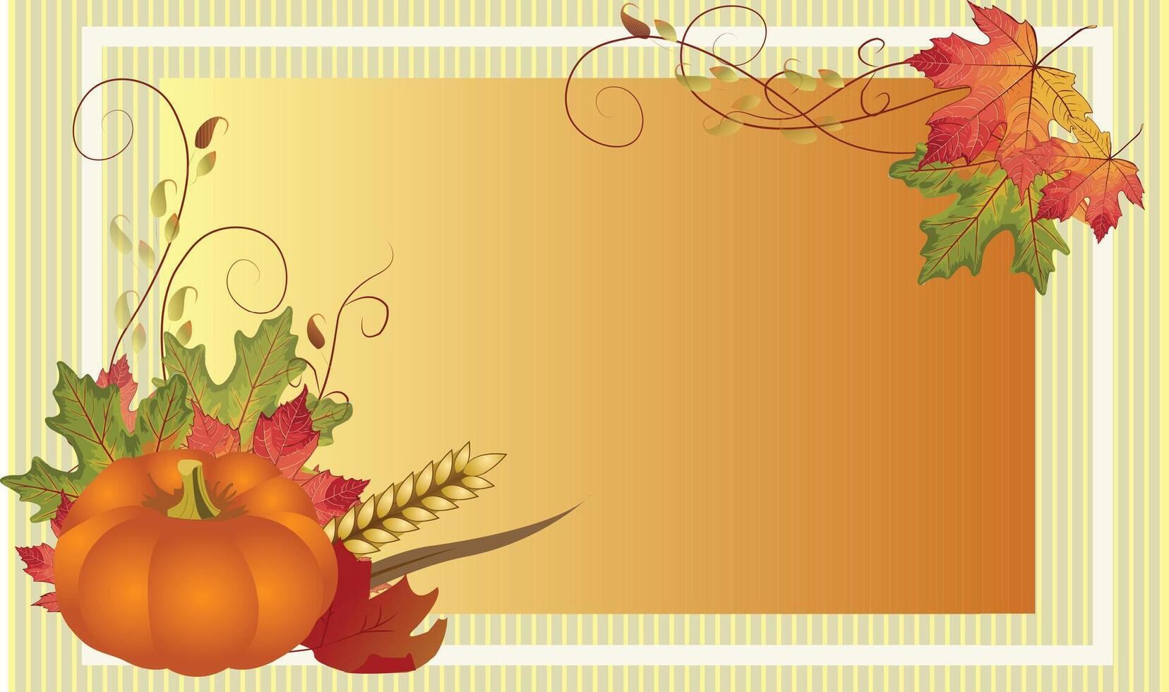 thanksgiving fall frame background with pumpkins and leaves vector