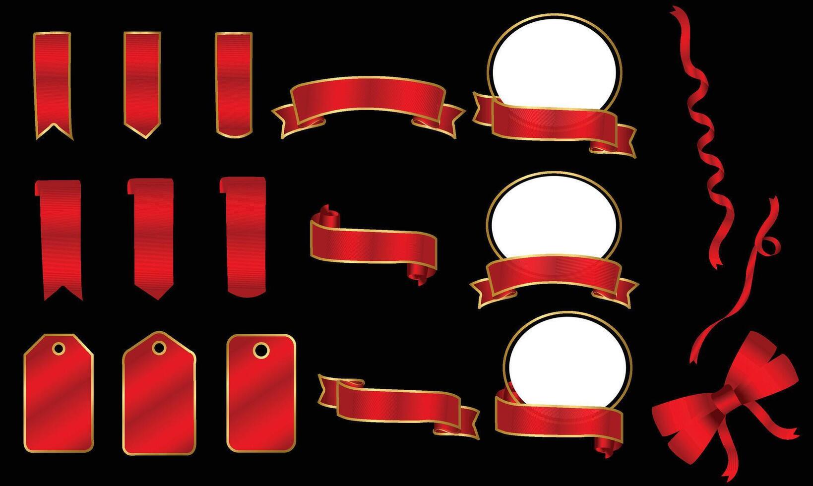 red ribbons and bows on black background vector