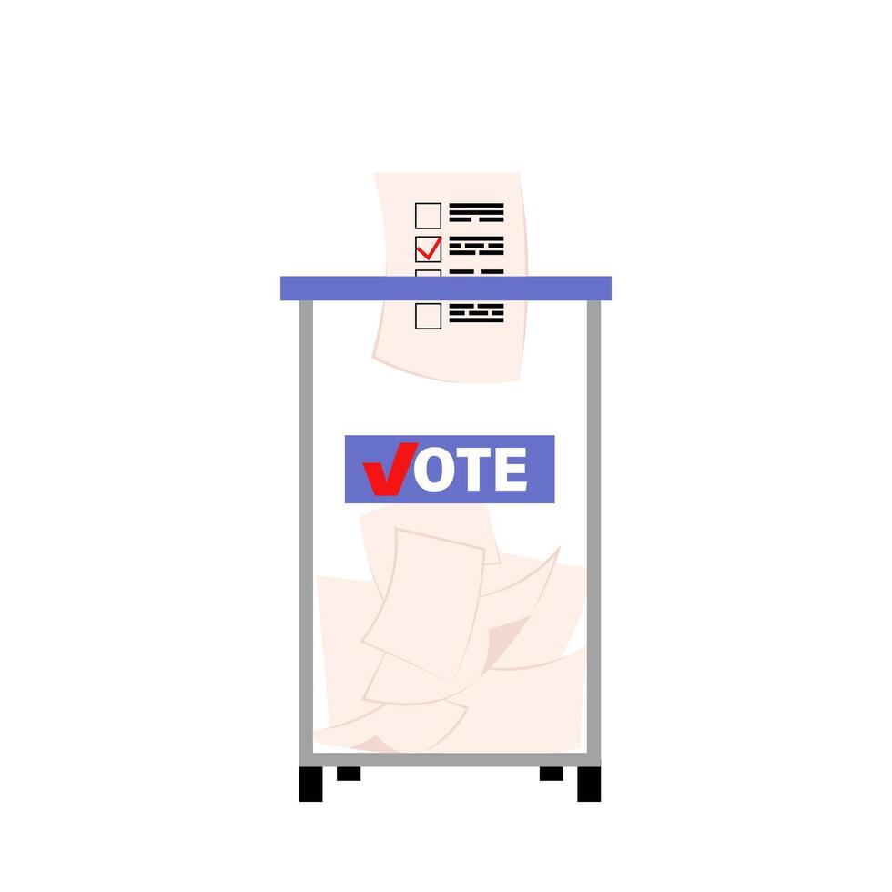 Ballot Box. Voting place. Ballot paper in the box. Presidential election. A conceptual illustration in a flat style. vector