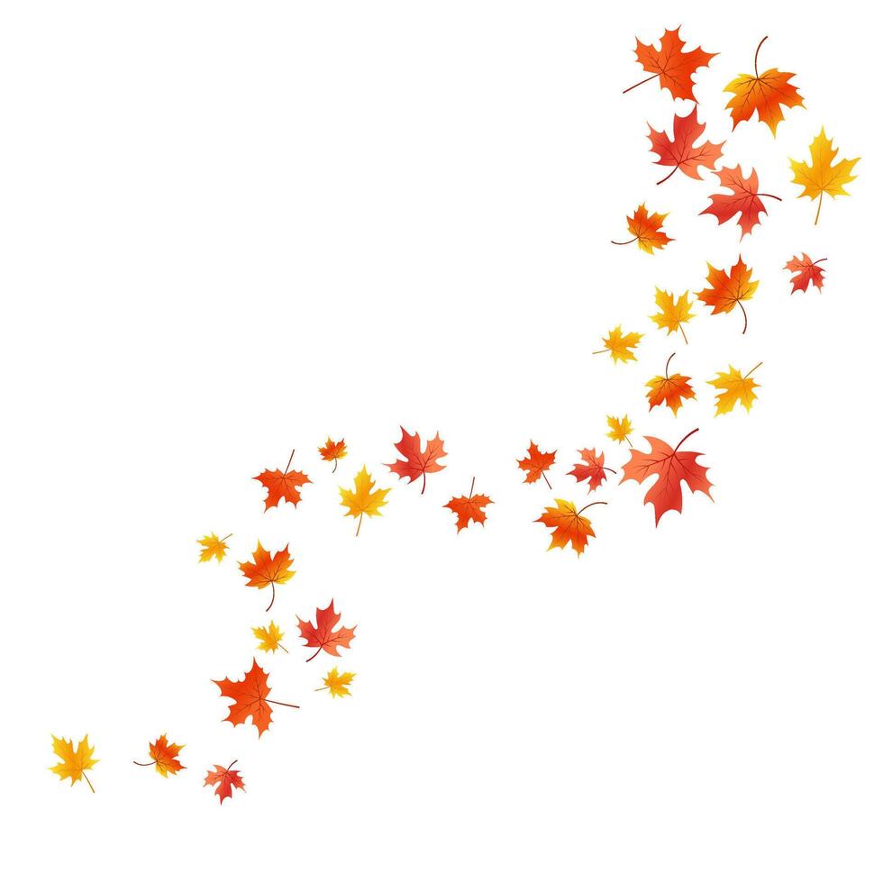 Flying maple leaves. Autumn leaves. Background with falling leaves. Autumn overlay in flat style. For banner, poster, background, autumn season themed decor. vector
