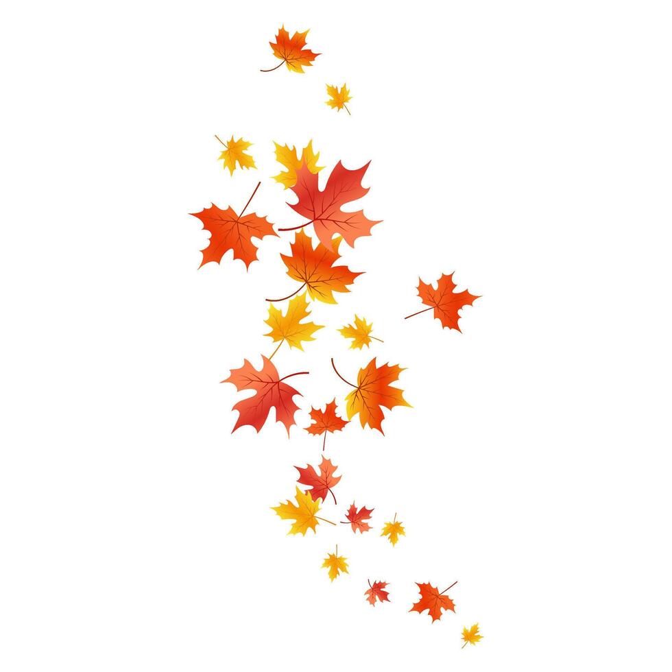 Autumn leaves. Background with falling leaves. Flying maple leaves. Autumn overlay in flat style. For banner, poster, background, autumn season themed decor. vector