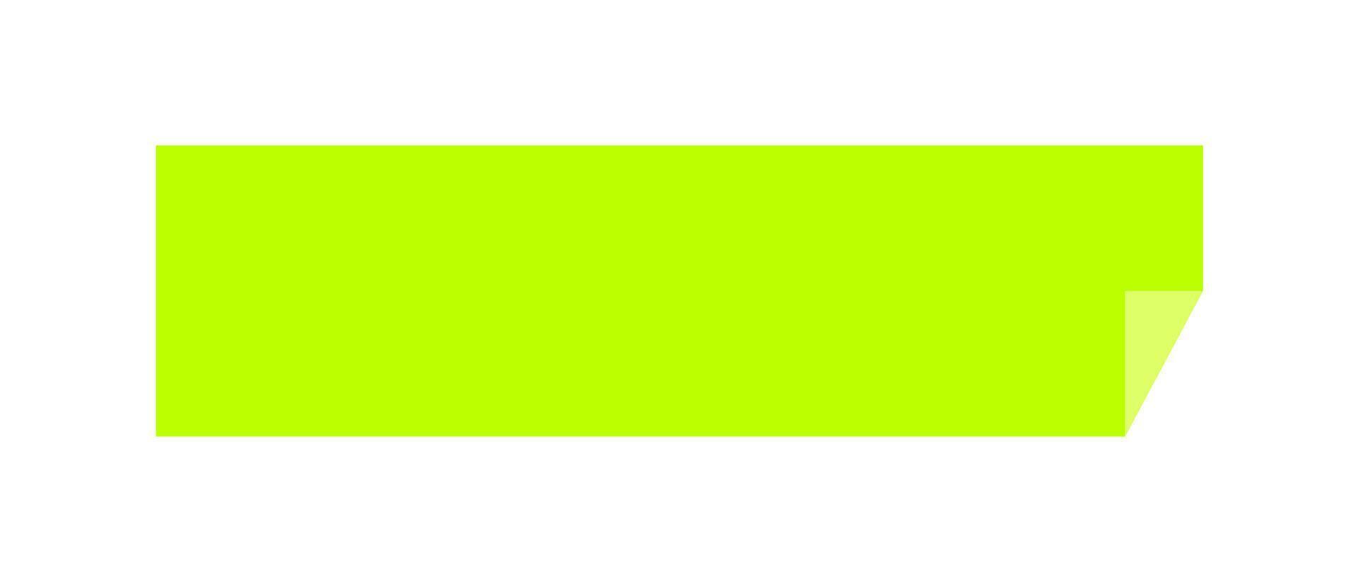 Folded empty paper pages. Glued paper wrinkled effect. Green horizontal paper corner rolled up. vector