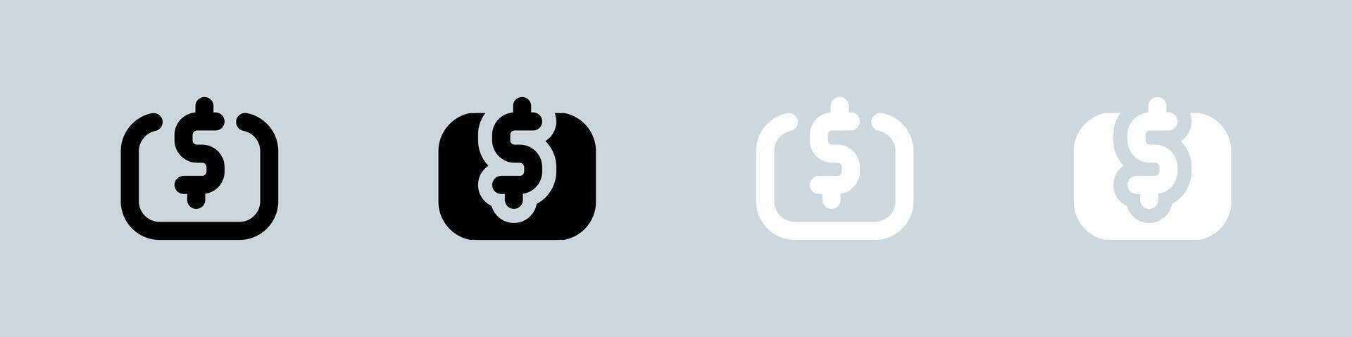 Contribute icon set in black and white. Support signs illustration. vector
