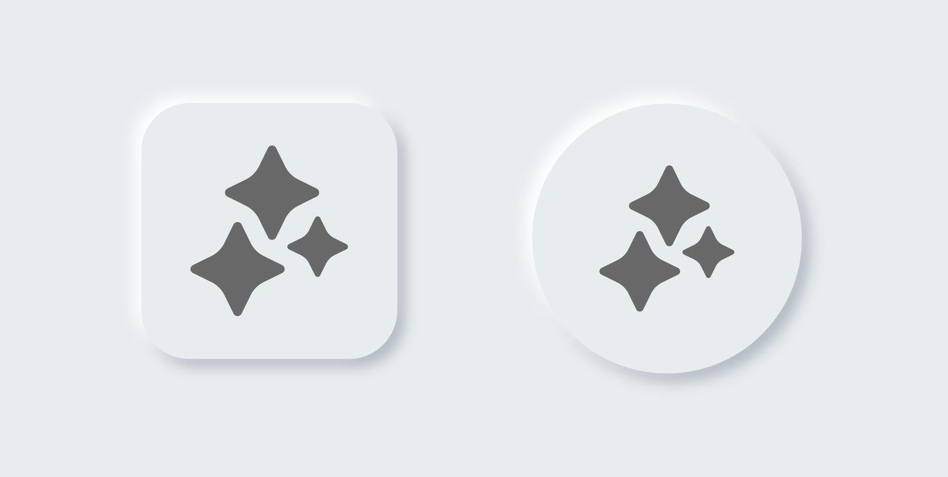Sparkle solid icon in neomorphic design style. Magic signs illustration. vector