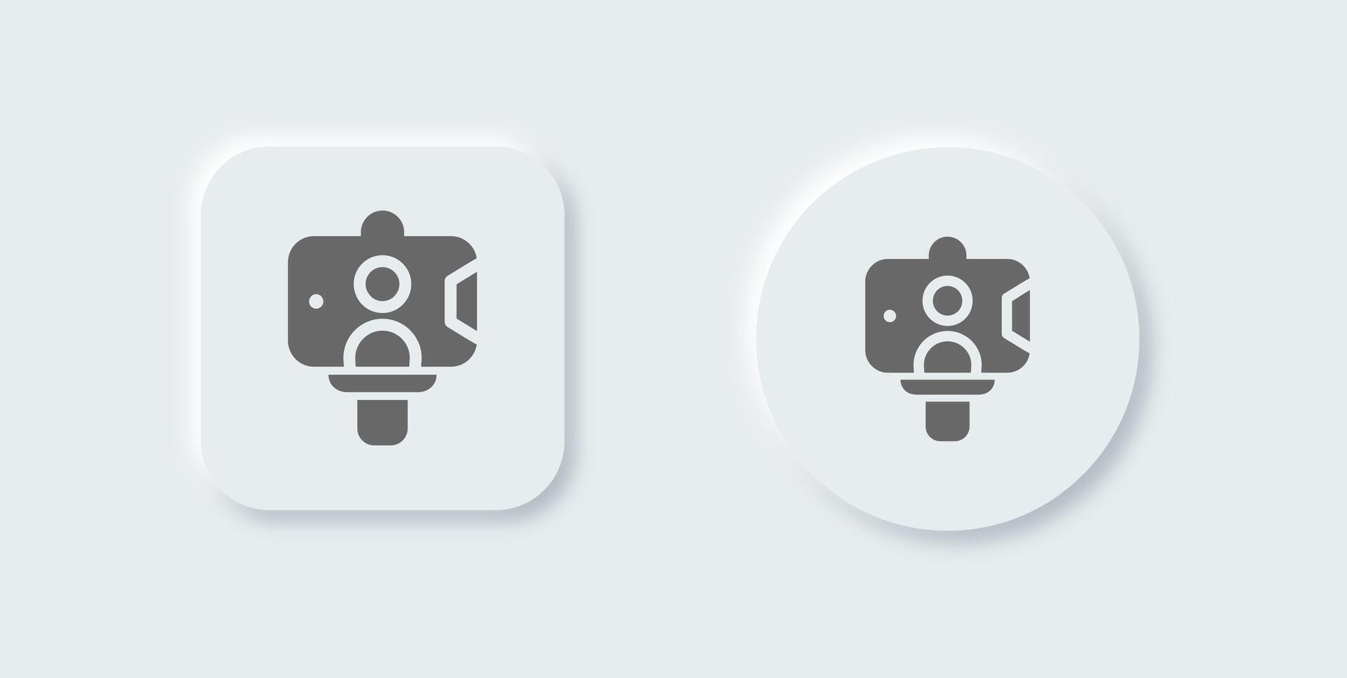 Selfie solid icon in neomorphic design style. Photo signs illustration. vector