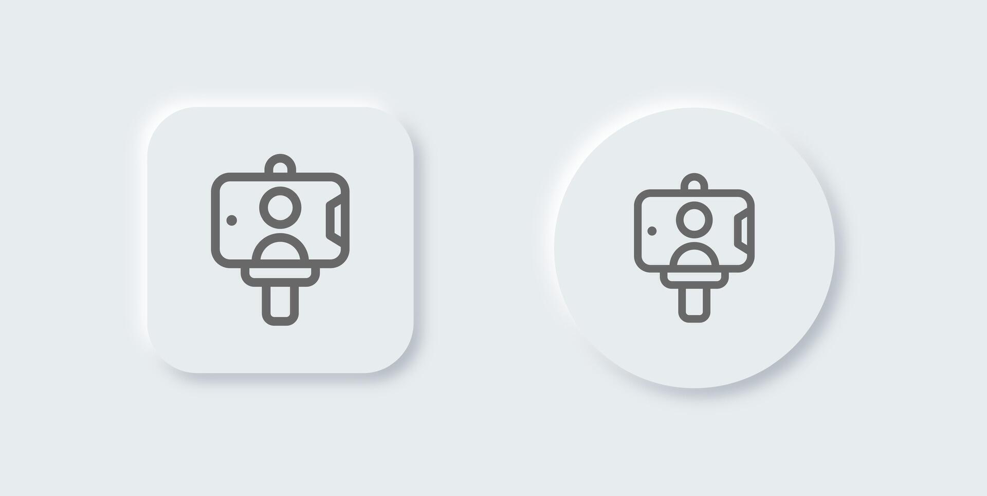 Selfie line icon in neomorphic design style. Photo signs illustration. vector