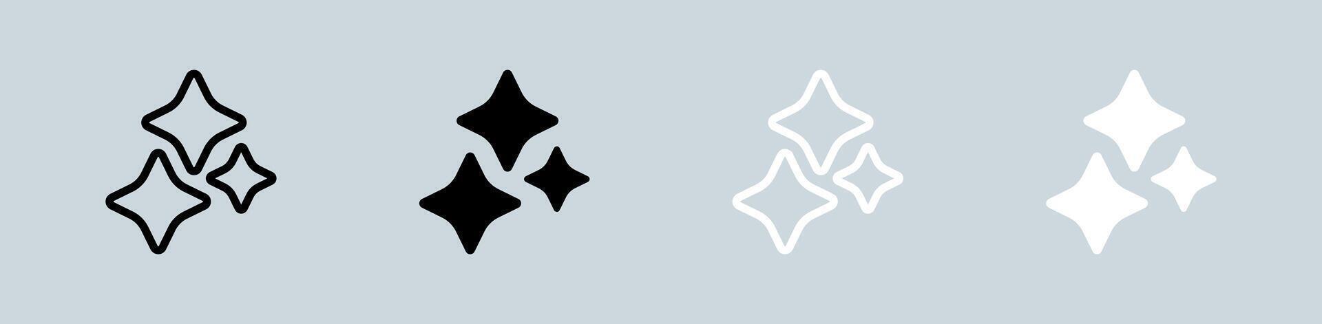 Sparkle icon set in black and white. Magic signs illustration. vector