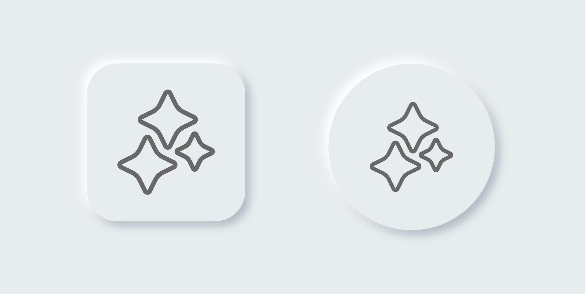 Sparkle line icon in neomorphic design style. Magic signs illustration. vector