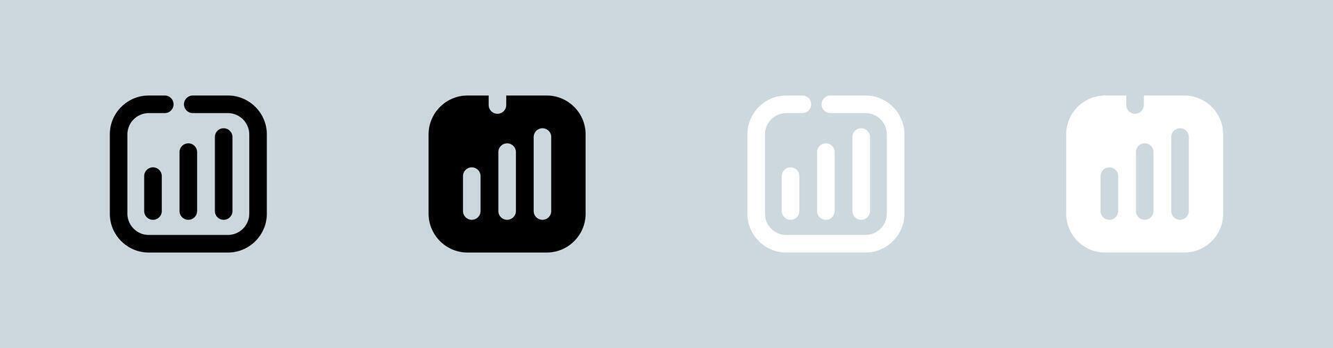 Report icon set in black and white. Statistic signs illustration. vector