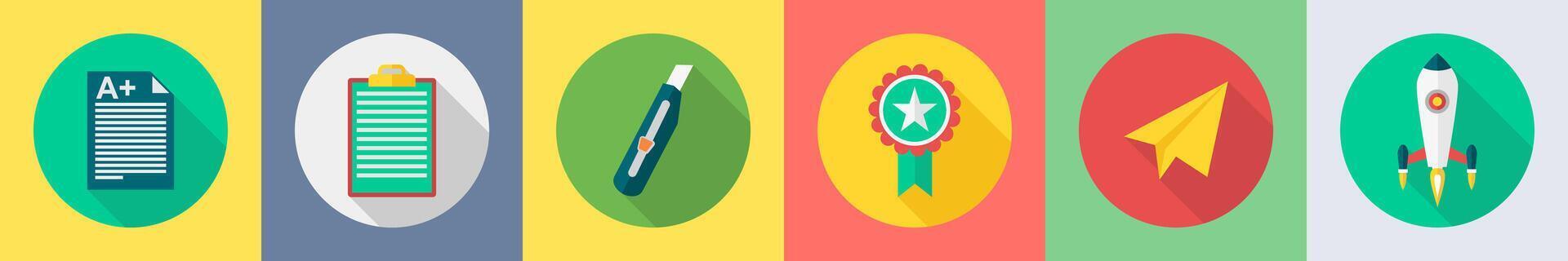 A set of 6 Education icons as grade, content, cutter vector