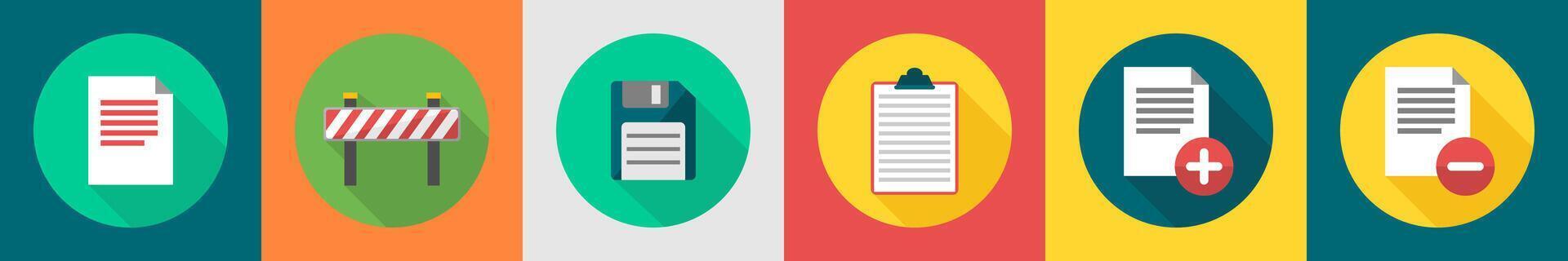 A set of 6 User interface icons as contract, barrier gate, memory card vector