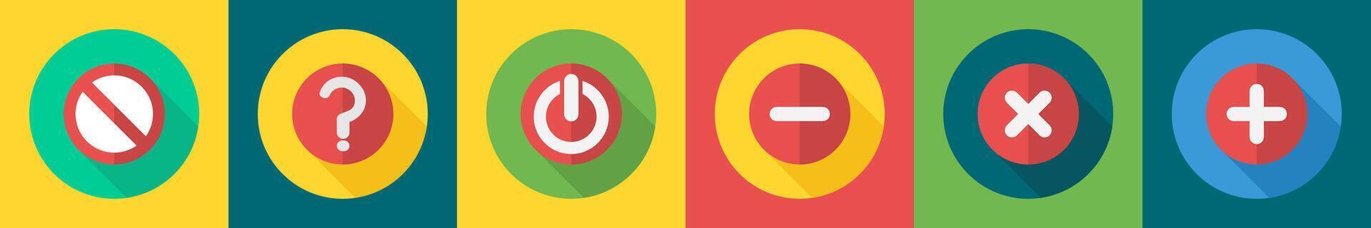 A set of 6 User interface icons as prohibited, question, power vector