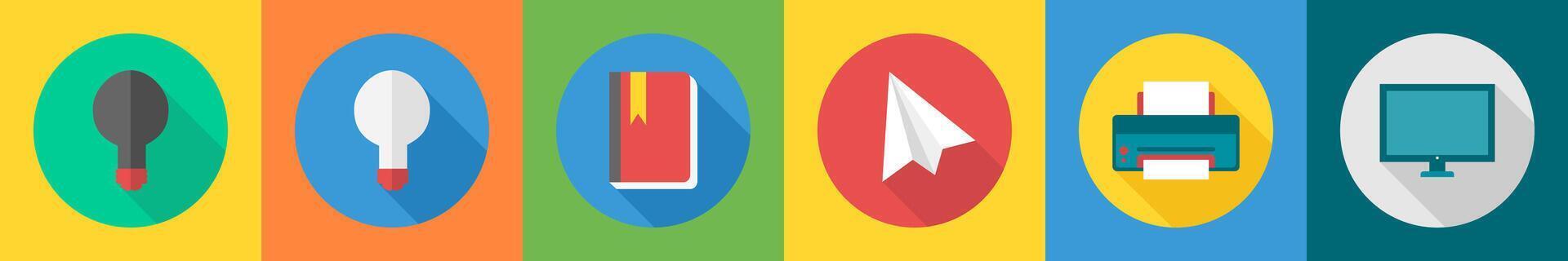A set of 6 User interface icons as idea, bookmark, paper plane vector
