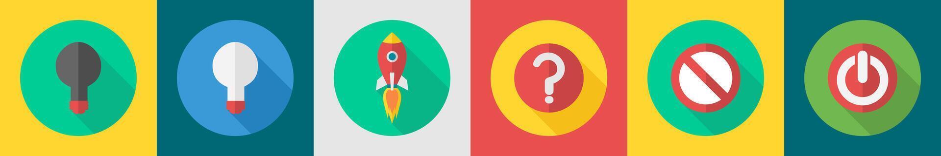 A set of 6 User interface icons as idea, start up, question vector