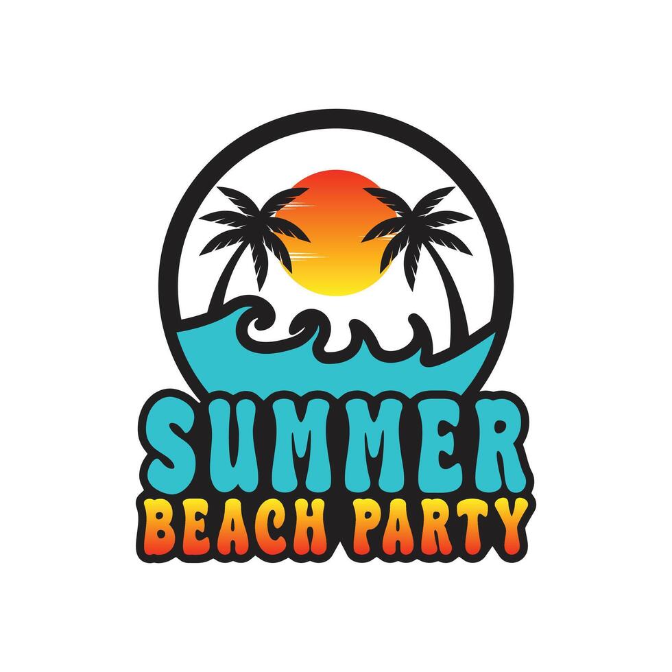 summer beach holiday party logo design template vector