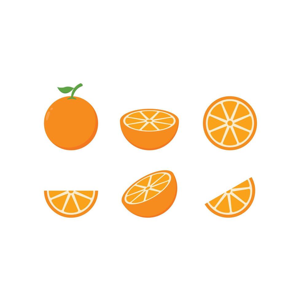 set of orange fruit icon design template vector