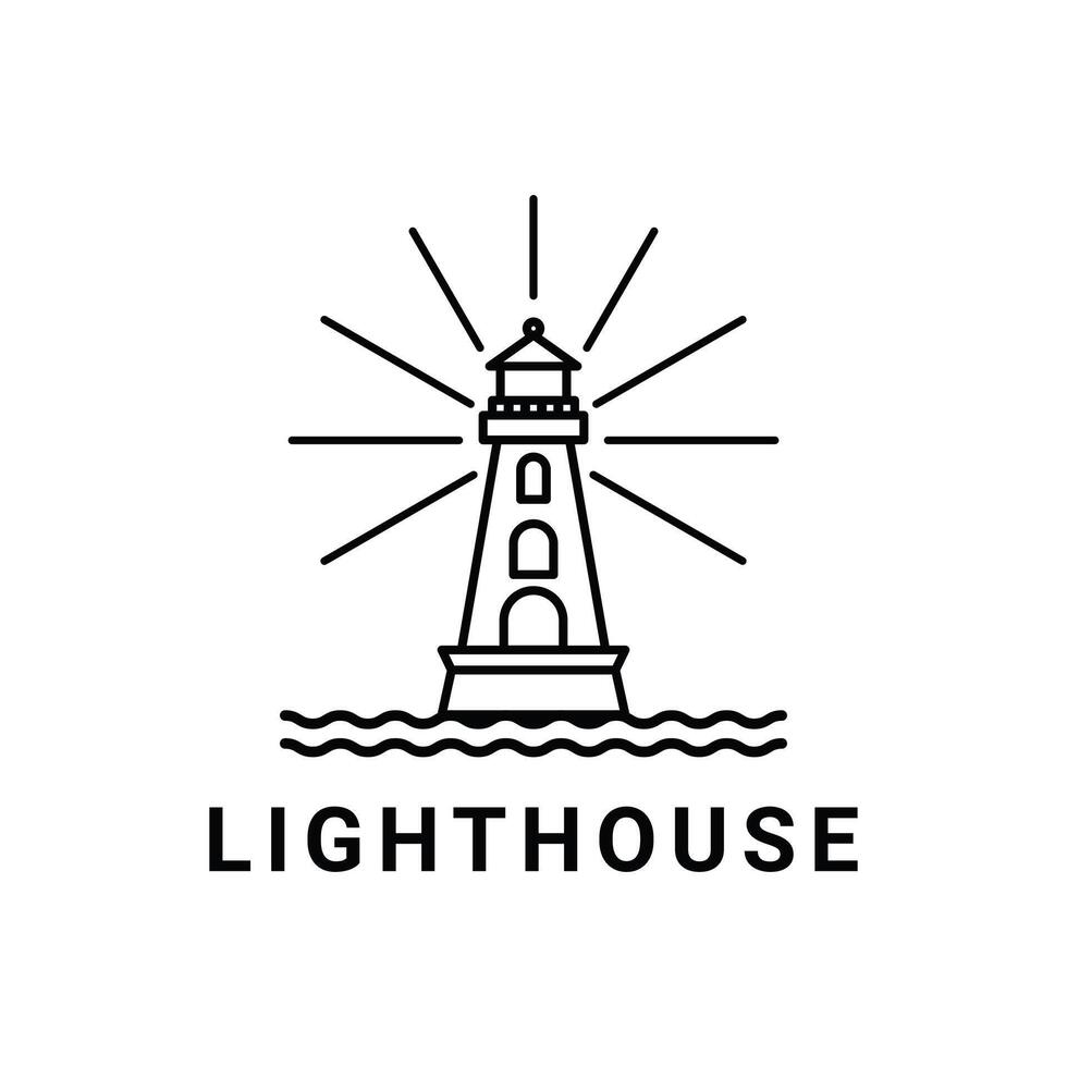lighthouse logo design concept outline style vector