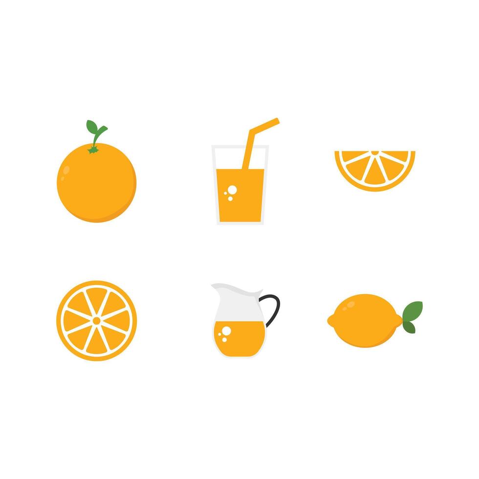glass of orange juice orange and lemon icon design template vector