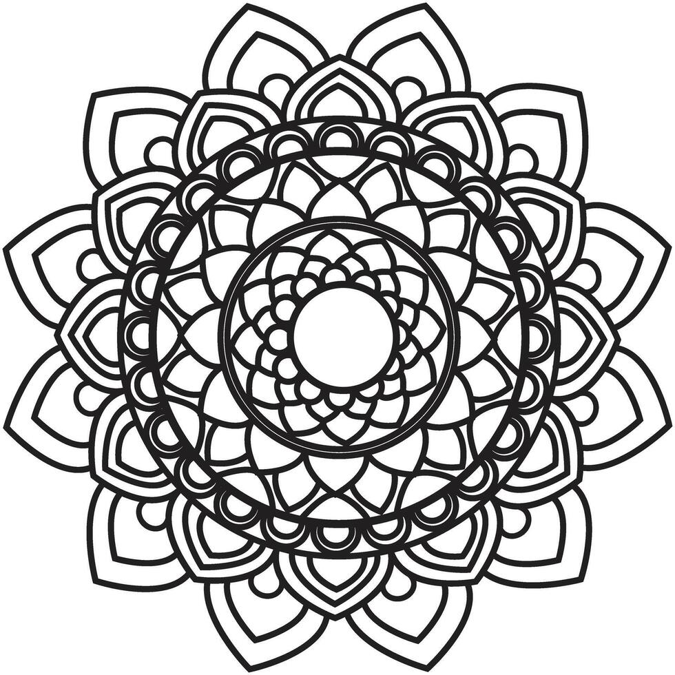 Minimalist Outline Mandala Art, Intricate Mandala Design for Digital and Print Projects vector