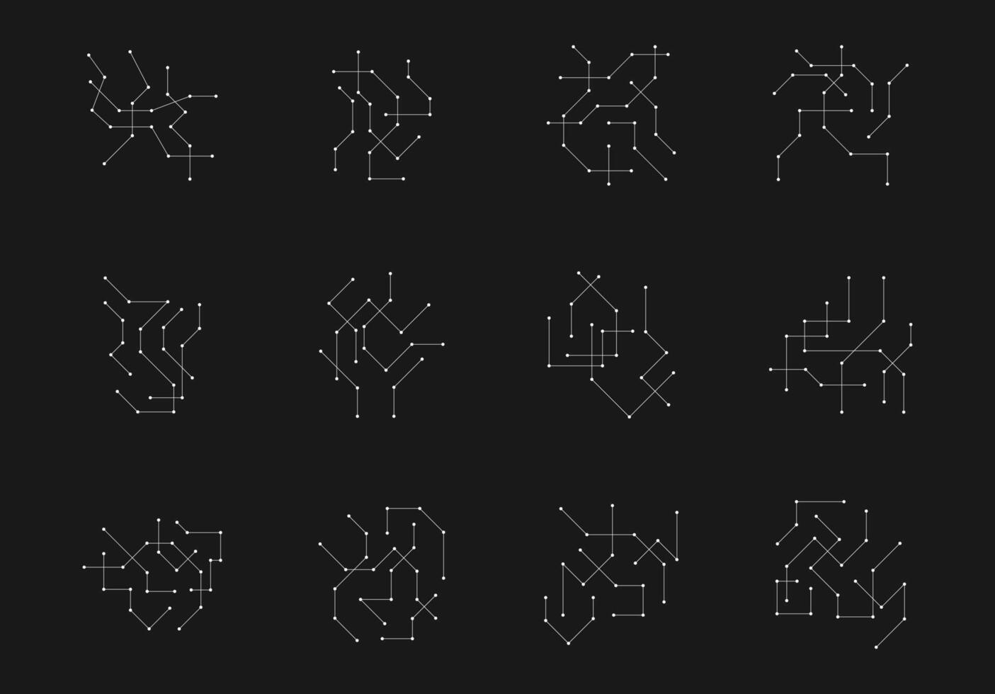 Abstract Connection Dots and Lines. Set of Geometric Technology Lines Element Decoration vector