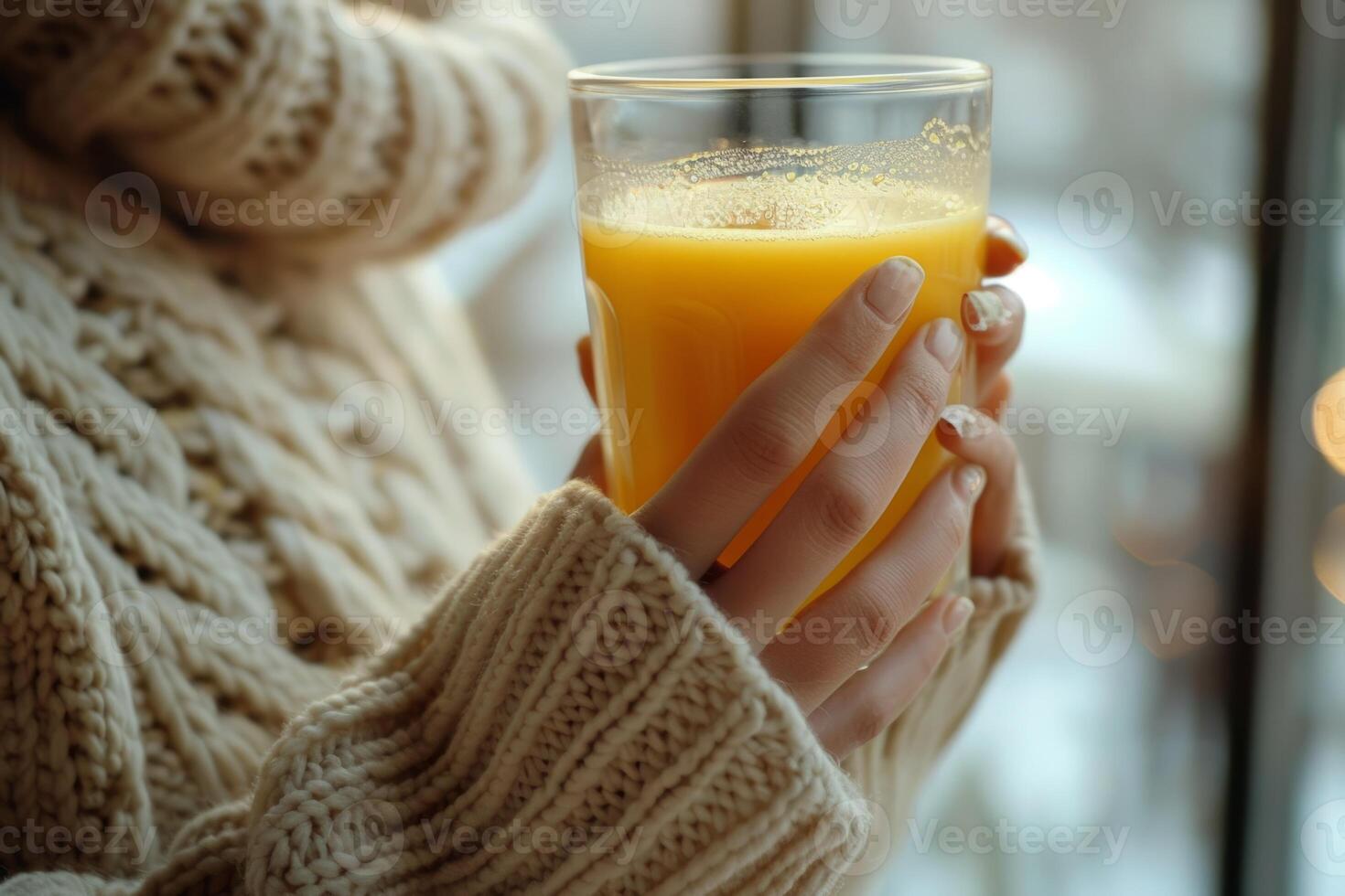 Happy person drinks orange juice glass of fresh drink in summer joy smiling girl pretty woman enjoying squized fruit morning tasty nutrition beverage healthy lifestyle wellbeing photo