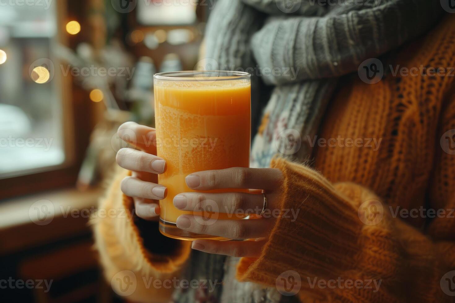Happy person drinks orange juice glass of fresh drink in summer joy smiling girl pretty woman enjoying squized fruit morning tasty nutrition beverage healthy lifestyle wellbeing photo