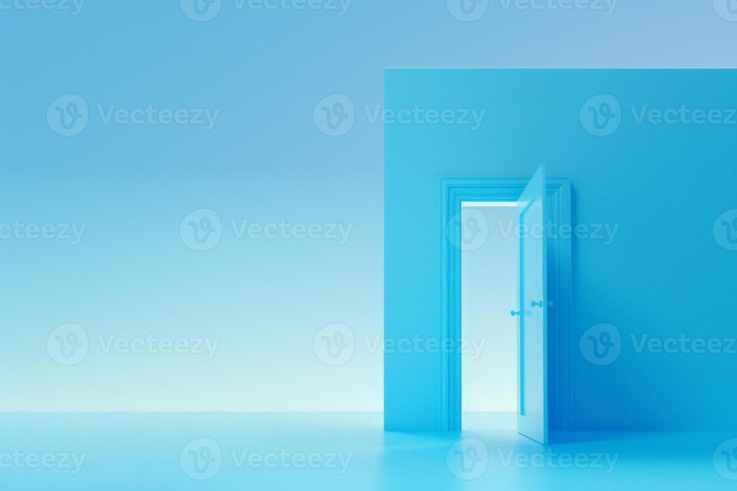 Open door emitting light possibilities growth achievements concept motivation learning skills knowledge heaven doors exit abstract simple background new ways entering leaving space photo