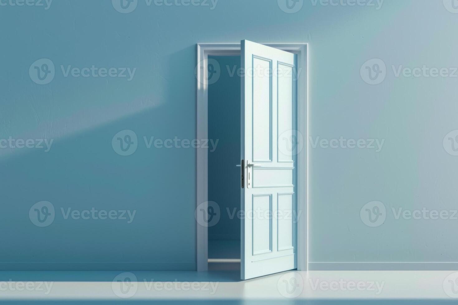 Open door emitting light possibilities growth achievements concept motivation learning skills knowledge heaven doors exit abstract simple background new ways entering leaving space photo
