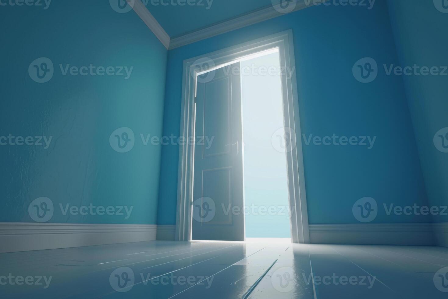 Open door emitting light possibilities growth achievements concept motivation learning skills knowledge heaven doors exit abstract simple background new ways entering leaving space photo