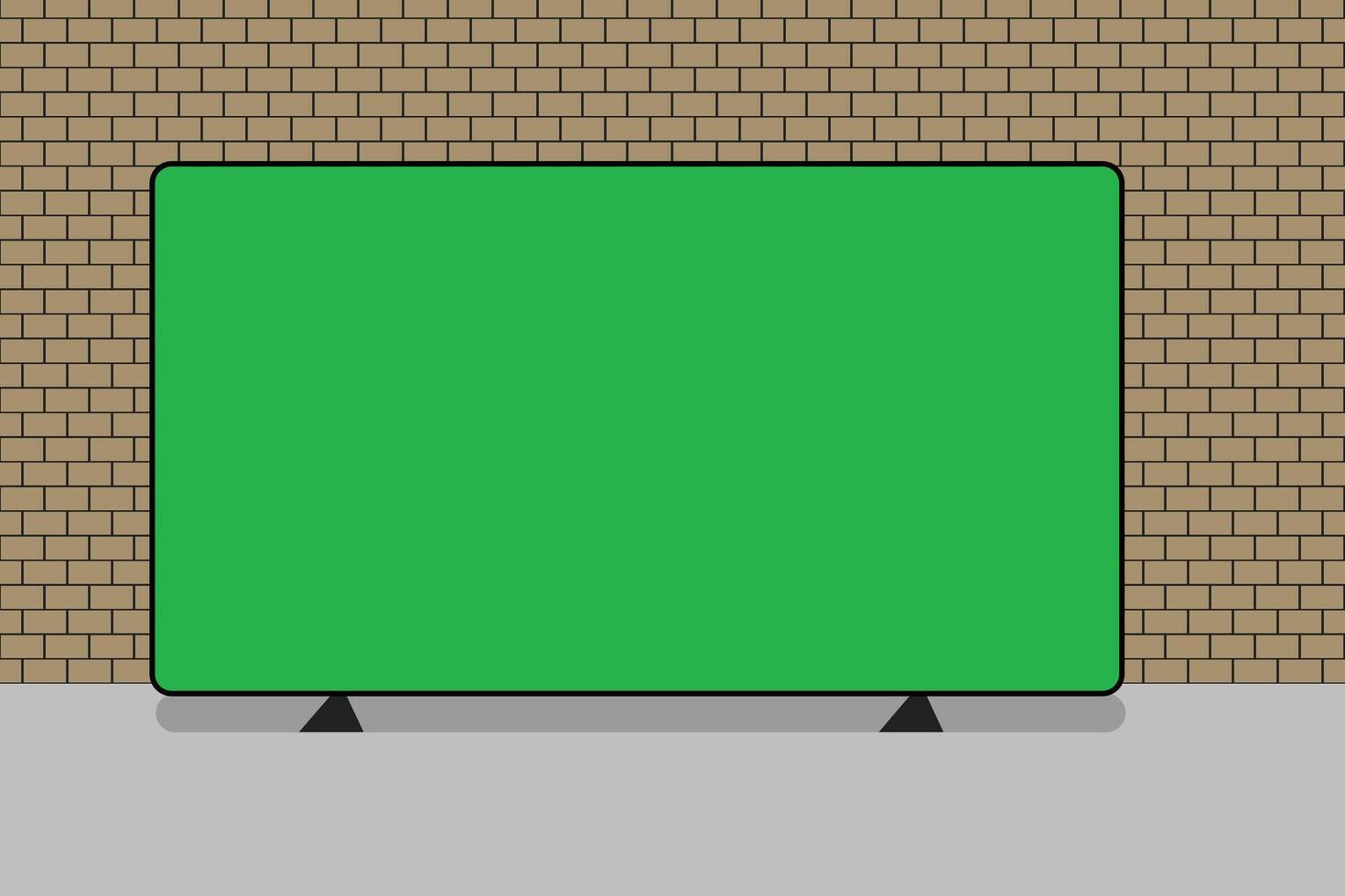 Realistic TV LCD screen mockup. Panel with green screen on background. vector