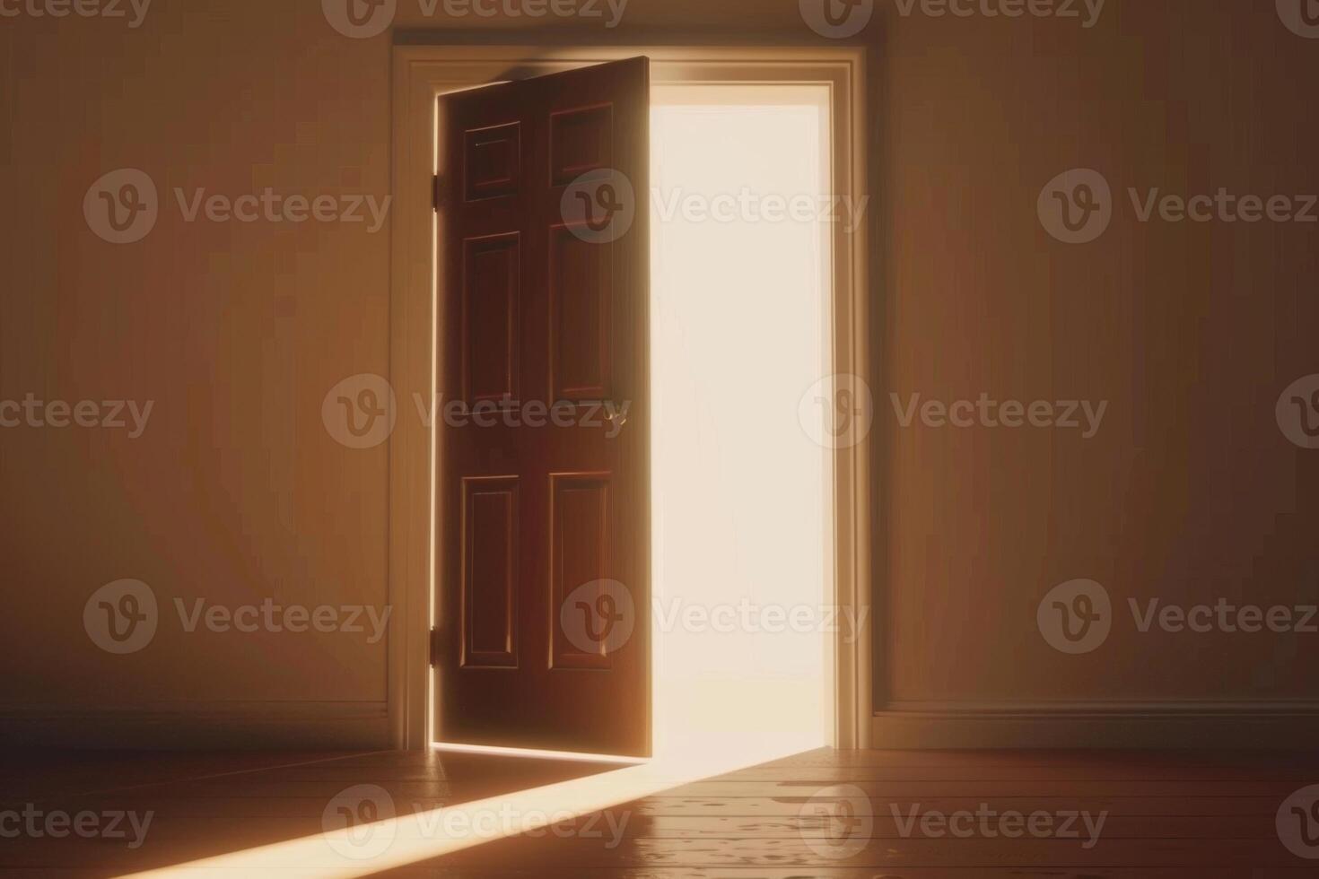 Open door emitting light possibilities growth achievements concept motivation learning skills knowledge heaven doors exit abstract simple background new ways entering leaving space photo