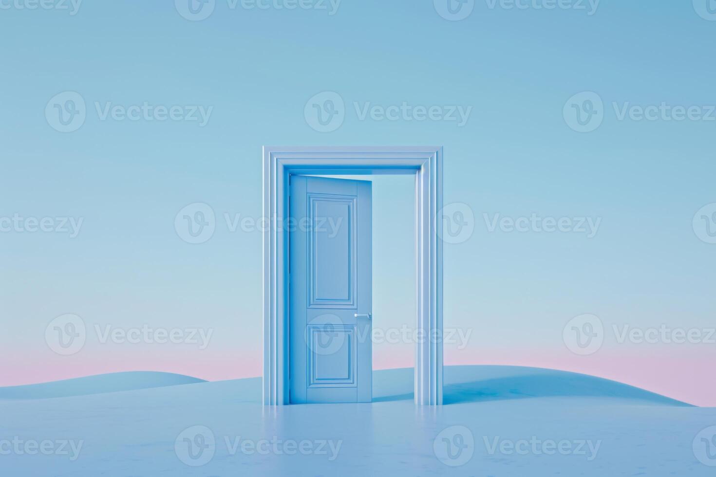 Open door emitting light possibilities growth achievements concept motivation learning skills knowledge heaven doors exit abstract simple background new ways entering leaving space photo