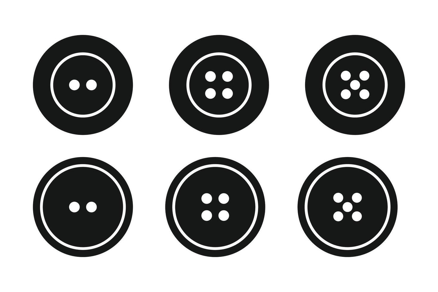 Sewing button for clothes icons set. Clothing buttons collection vector