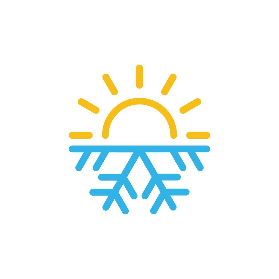 Hot and cold symbol. Sun and snowflake icon. Summer and winter icon vector