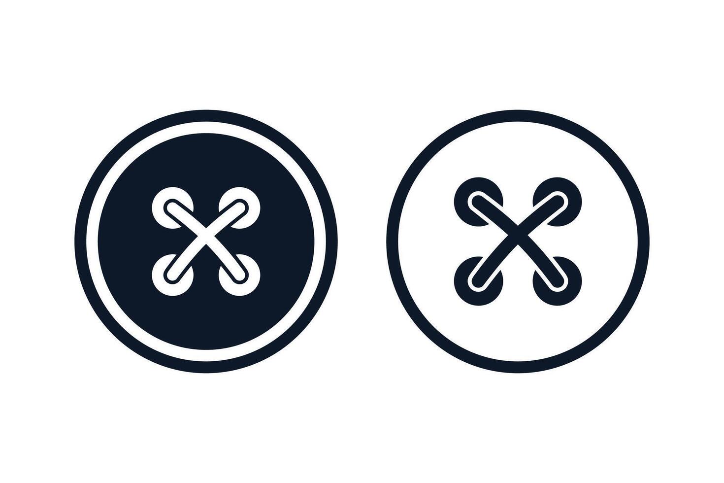 Sewing button icons set. Clothes buttons collection in outline and filled style. Button symbol vector