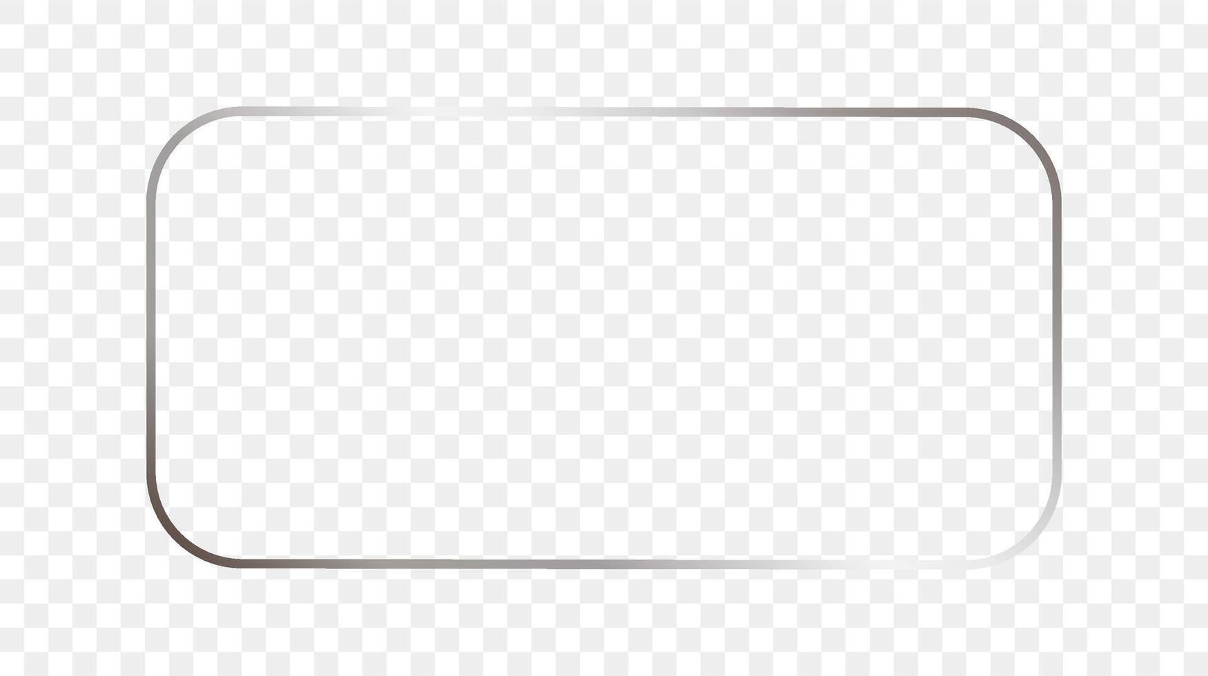 Silver glowing rounded rectangular frame vector