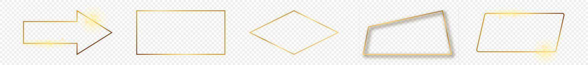 Gold glowing different geometric shape frame vector