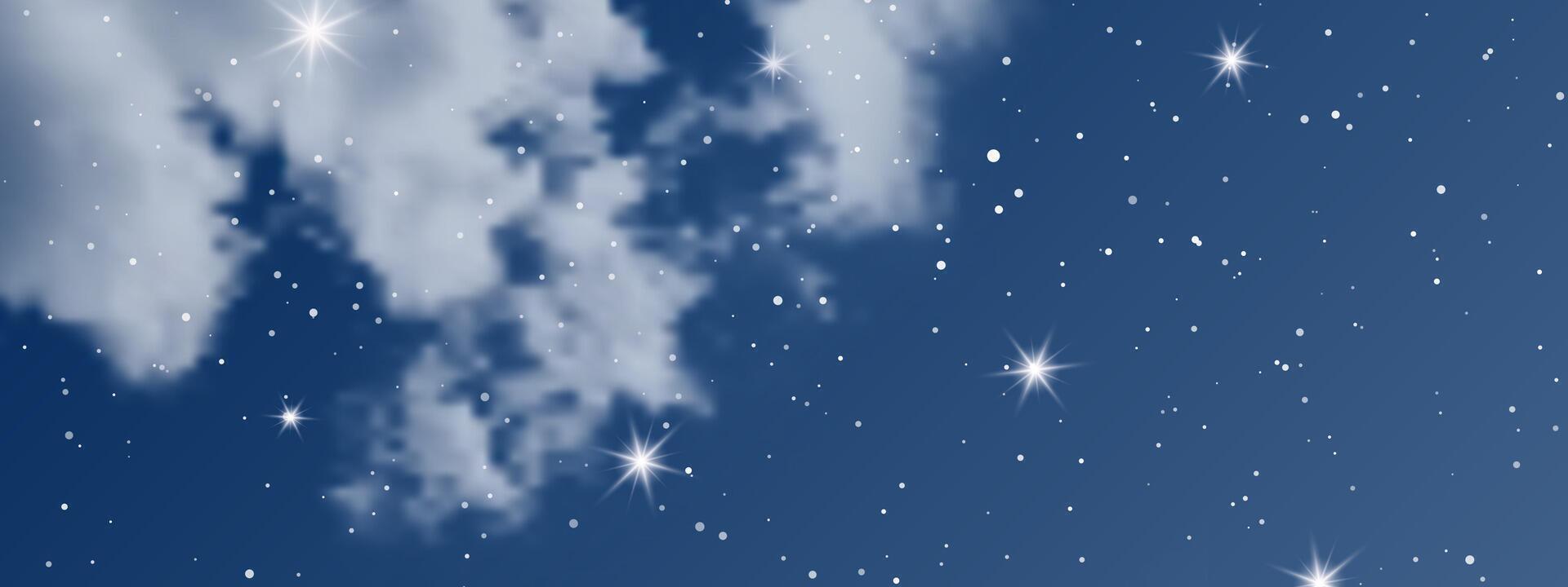 Night sky with clouds and many stars vector