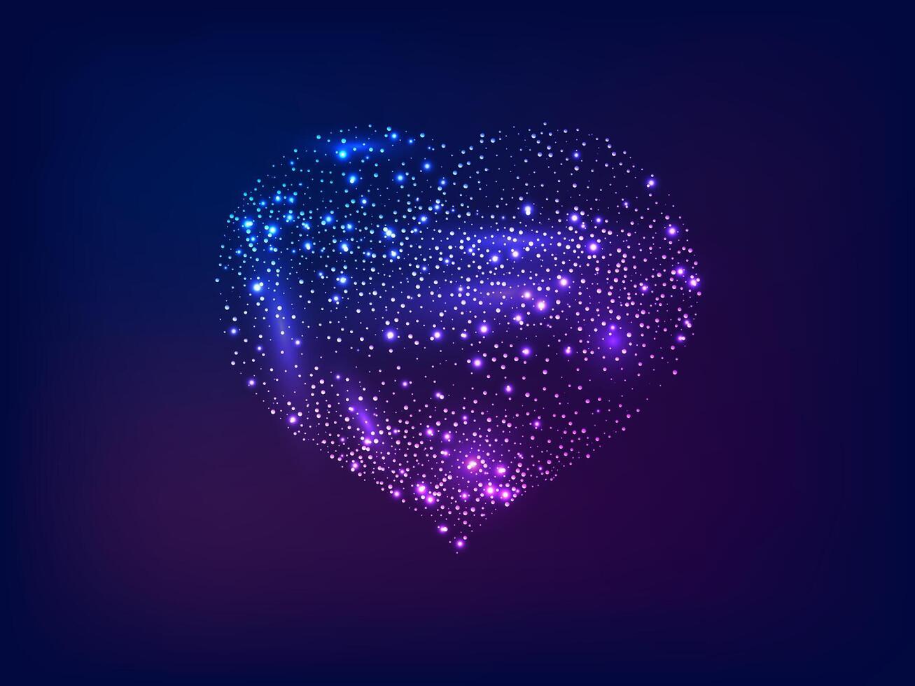 Neon heart on dark background vector