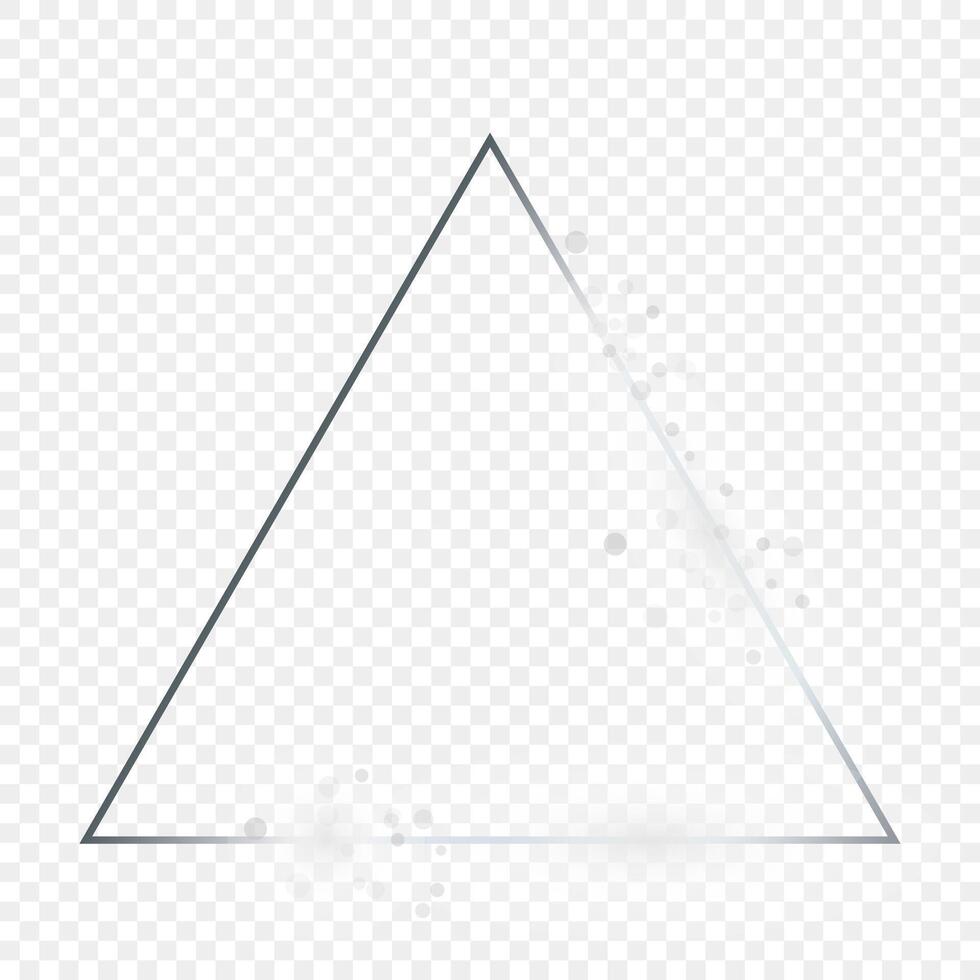 Silver glowing triangle frame with sparkles vector