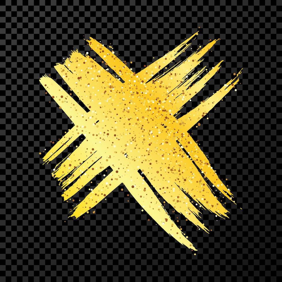 Gold hand drawn cross symbol vector
