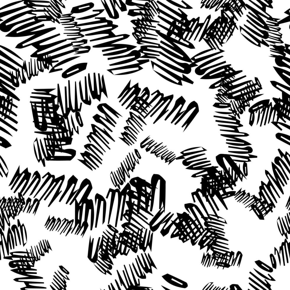 Seamless pattern with black pencil brushstrokes vector